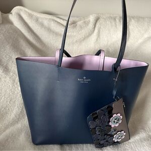 Kate Spade Blue Tote with Pink Interior